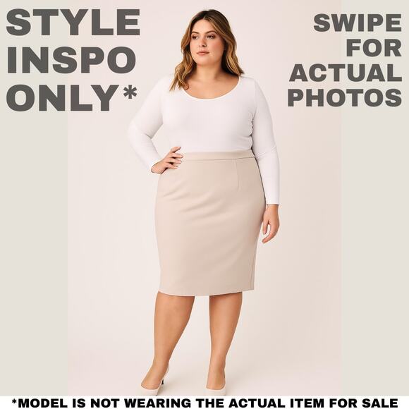 Vintage Classic Taupe Skirt – Size 18W | Timeless Career Wear [0391] - Picture 3 of 7